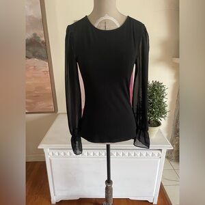 Express Black Top with Sheer Long Sleeves